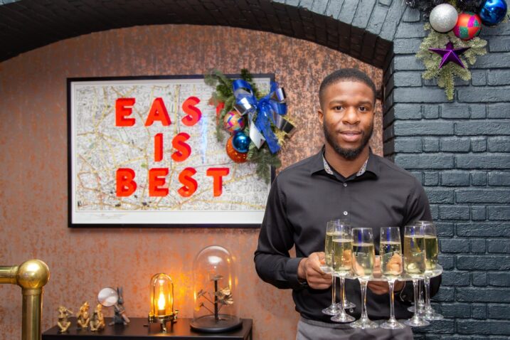 Serving drinks at a drink reception in London